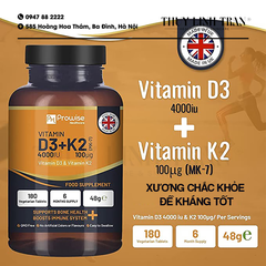 PROWISE Vitamin D3 4000IU + K2 180v/Vitamin chắc khỏe xương D3K2
