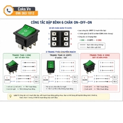 Công Tắc Đảo Chiều KCD4 6 Chân 3 Vị Trí Có Đèn Màu Xanh 16A 250V