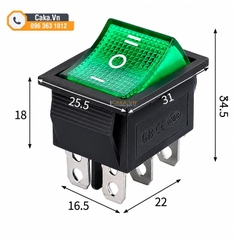Công Tắc Đảo Chiều KCD4 6 Chân 3 Vị Trí Có Đèn Màu Xanh 16A 250V