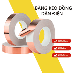 Băng keo đồng dẫn điện 5mm 10mm 15mm cuộn 25M