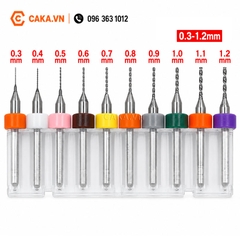 Bộ 10 Mũi Khoan CNC Đường Kính 0.3–1.2mm