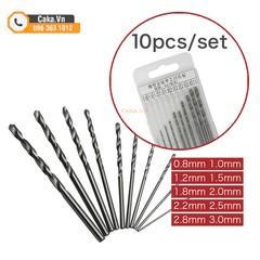 Bộ 10/25 mũi khoan thép xoắn từ 0.5-3.0mm