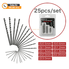 Bộ 10/25 mũi khoan thép xoắn từ 0.5-3.0mm