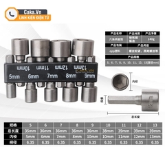 Bộ đầu khẩu lục giác 6.35mm 9-14 chi tiết cho máy khoan và tua vít điện