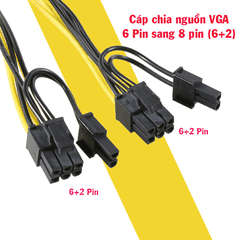 Cáp Chia Nguồn VGA 6 Pin ra 2 đầu 8 Pin 6+2