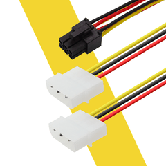 Cáp Nguồn 2 Molex ATA Sang 6 Pin/8 Pin Cho Card Đồ Họa VGA