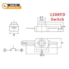 Công Tắc Đèn Pin 2 Chân 1208YD – Bật Tắt Mini Cho Mạch Điện