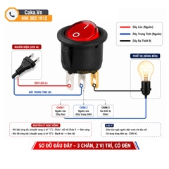 Công Tắc Tròn Bập Bênh Có Đèn KCD1 3 Chân 6A 250V