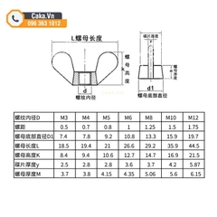 Đai ốc cánh bướm - ốc tai hồng, ốc vặn tay mạ kẽm trắng M3 M4 M5 M6 M8 M10