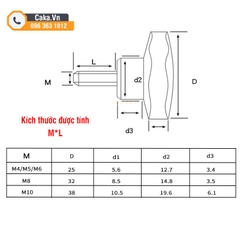 Vít đầu nhựa bông mai - bulong tay vặn hình sao M4 M5 M6 M8 M10