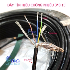 Dây tín hiệu chống nhiễu 3 lõi chính 1 lõi mát mạ kẽm 3x0.15mm2 RVVP 300V