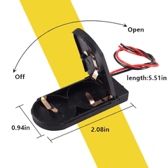 Hộp đế 2 pin CR2032 6V có nắp và công tắc