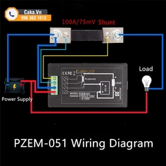 Đồng Hồ Đo Điện DC PZEM-051 100A 100V Hiển Thị Điện Áp, Dòng, Công Suất, Năng Lượng
