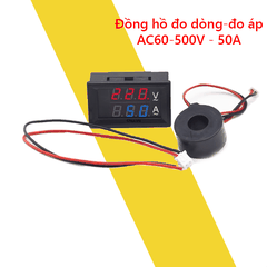 Đồng hồ đo dòng điện điện áp AC 50V - 500V 50A hiển thị led