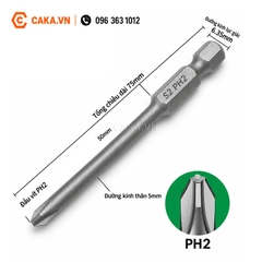 Đầu Vít Bake PH2 S2 1/4 Inch 6.35mm Dài 75mm