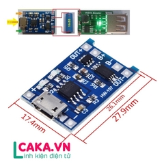 Mạch sạc pin Lithium TP4056 1A có IC bảo vệ
