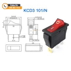 Công Tắc Bập Bênh KCD3-101 16A 250V – 3 Chân, Loại Lớn, Có Đèn