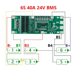 Mạch 6S 24V 40A sạc cân bằng và bảo vệ cell Li-ion 3.7V 6 cell nối tiếp