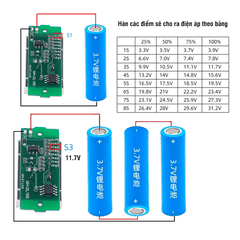 Mạch led hiển thị dung lượng pin 1s 2s 3s 4s 5s 6s 7s 8s