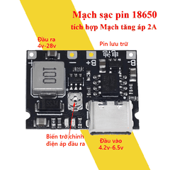 Mạch sạc pin 18650 tích hợp mạch tăng áp cổng Type-C