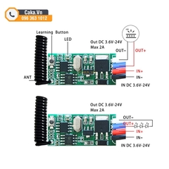 Mạch Thu RF 433MHz Điều Khiển Tắt Mở Led Mini 3.6V-24VDC