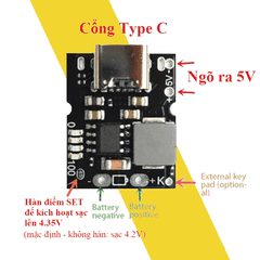 Mạch tăng áp tích hợp sạc xả cổng Type-C 5v 2A dùng cho pin 18650
