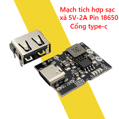 Mạch tăng áp tích hợp sạc xả cổng Type-C 5v 2A dùng cho pin 18650