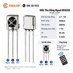 Mắt Thu Hồng Ngoại IR 1838 3 Chân 38KHz