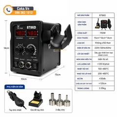Trạm Khò Hàn 8786D 2 Trong 1 - Máy Khò Nhiệt & Mỏ Hàn Điện Tử 750W