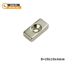 Nam châm đất hiếm 20x10x4mm có lỗ – Gắn vít dễ dàng, từ tính mạnh
