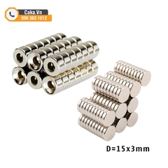 Nam châm đất hiếm tròn 15x3mm – Neodymium siêu mạnh, mạ niken