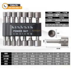 Bộ đầu khẩu lục giác 6.35mm 9-14 chi tiết cho máy khoan và tua vít điện