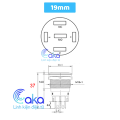 Nút nhấn nhả vỏ kim loại 19mm có đèn báo