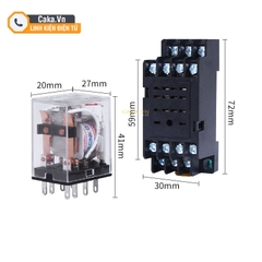 Rơ le trung gian 14 chân 5A 220V 24V 12V có đèn