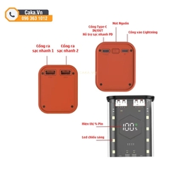 Vỏ sạc dự phòng trong suốt 8 cell 21700 hỗ trợ sạc nhanh PD 25W