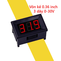 Vôn kế điện tử mini DC 0 - 30V 0.36 inch 3 dây có vỏ bảo vệ