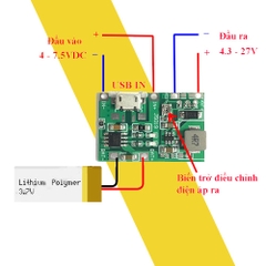 Mạch sạc pin Lithium 18650 tích hợp tăng áp