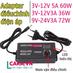 Adapter điều chỉnh điện áp 12V 24V hiển thị volt led