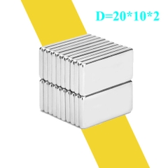 Nam châm đất hiếm 20x10x2mm hình chữ nhật – Neodymium siêu mỏng