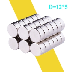 Nam châm đất hiếm tròn 12x5mm – Neodymium siêu mạnh, mạ niken