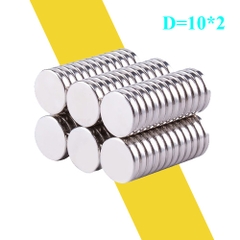 Nam châm đất hiếm tròn 10x2mm – Neodymium lực hút mạnh, mạ niken