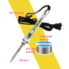 Combo Mỏ hàn chỉnh nhiệt độ No907 kèm Thiếc hàn 50g