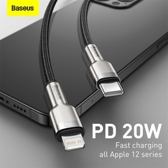 Cáp sạc Baseus Metal Type-C to Lightning IPhone sạc nhanh PD 20W ngắn 25cm