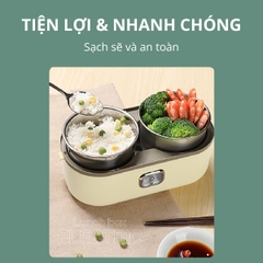 Hộp Hâm Cơm - Tiệt Trùng Bình Sữa Mishio MK345 Kèm 4 Hộp Đựng Inox 304