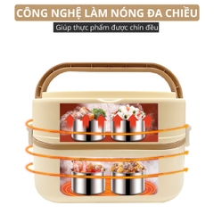Hộp Hâm Cơm - Tiệt Trùng Bình Sữa Mishio MK345 Kèm 4 Hộp Đựng Inox 304