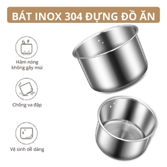 Hộp Hâm Cơm - Tiệt Trùng Bình Sữa Mishio MK345 Kèm 4 Hộp Đựng Inox 304