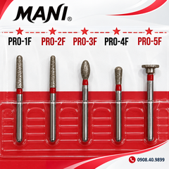 Mũi Khoan Nha Khoa MANI PRO Đỏ Fine (Vỉ 5 mũi) – Chính Hãng Nhật Bản