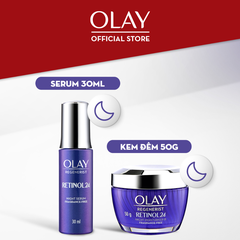 Combo Kem Dưỡng Ẩm Ban Đêm + Serum OLAY RETINOL24 Giúp Trẻ Hóa Da & Mờ Nếp Nhăn 50G + 30ML