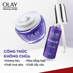 Combo Kem Dưỡng Ẩm Ban Đêm + Serum OLAY RETINOL24 Giúp Trẻ Hóa Da & Mờ Nếp Nhăn 50G + 30ML