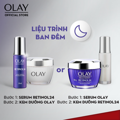 Combo Kem Dưỡng Ẩm Ban Đêm + Serum OLAY RETINOL24 Giúp Trẻ Hóa Da & Mờ Nếp Nhăn 50G + 30ML